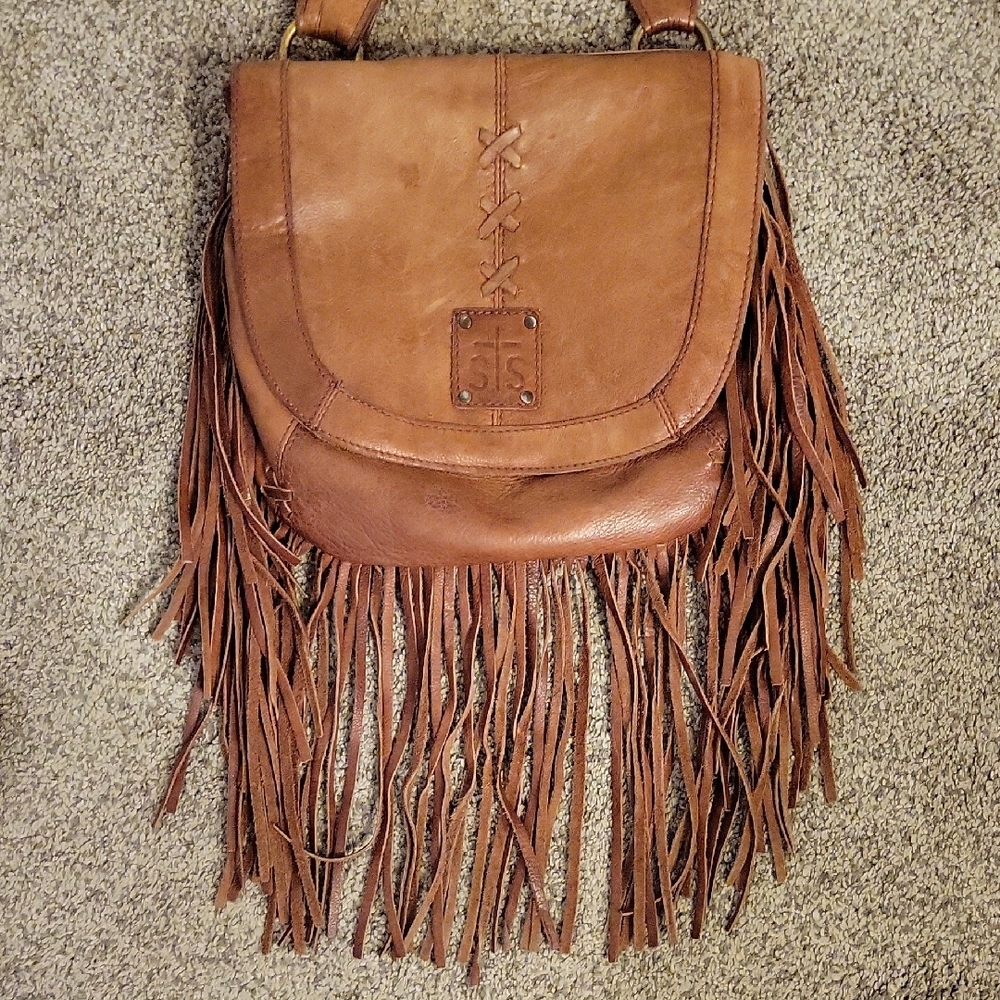 STS Ranchwear Tan Leather Crossbody with Fringe - Picture 5 of 12